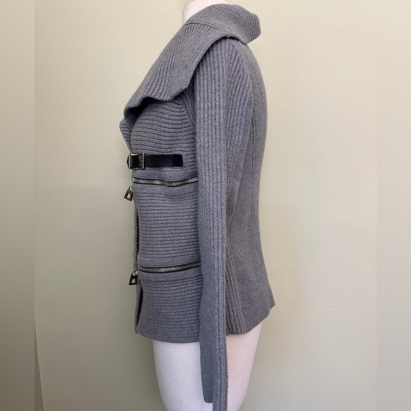 👚Barbara Bui Tricot Zippers Knit Cardigan/sweater Belts Grey 100% Wool si… - Picture 5 of 16